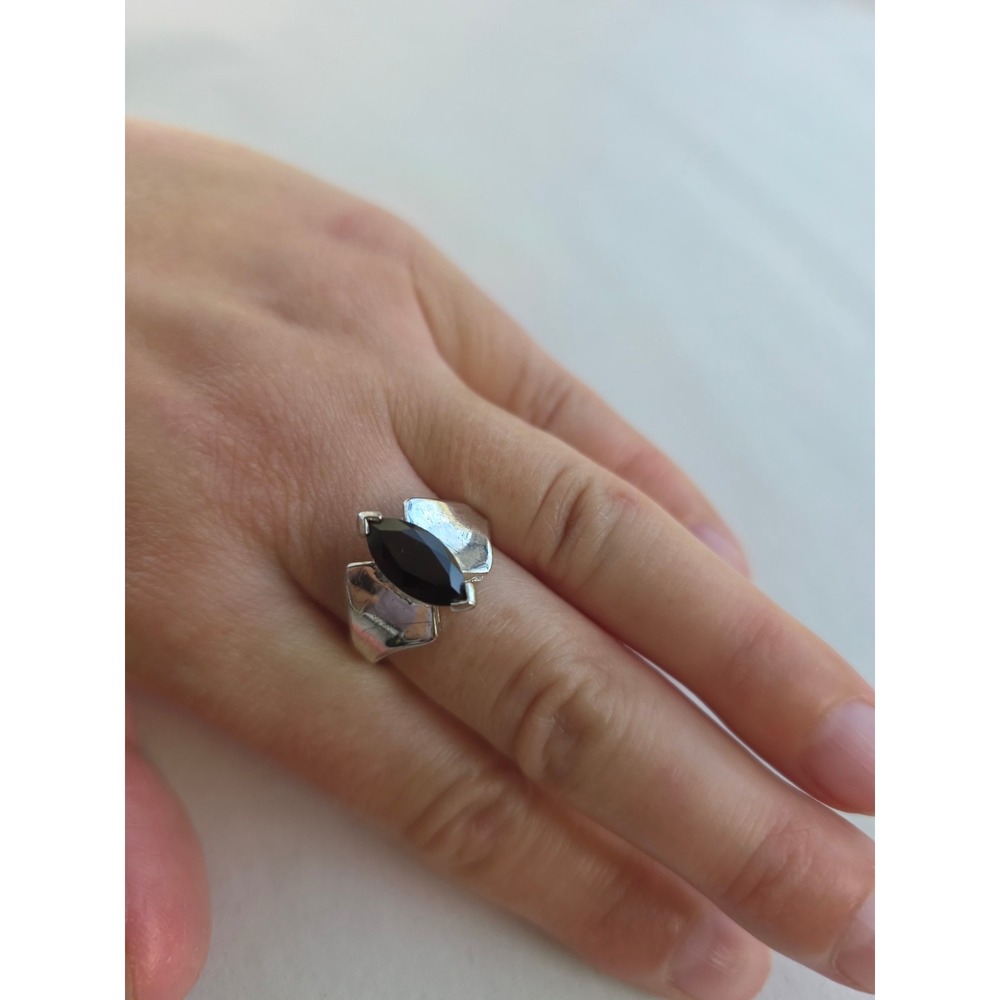 Vintage Sterling Silver 925 Marquise Garnet Ring Thailand Size 7 modernist